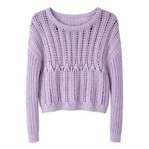Aeropostale Lavender Pointelle Open Knit Sweater Y2K Fairycore Crochet Pullover